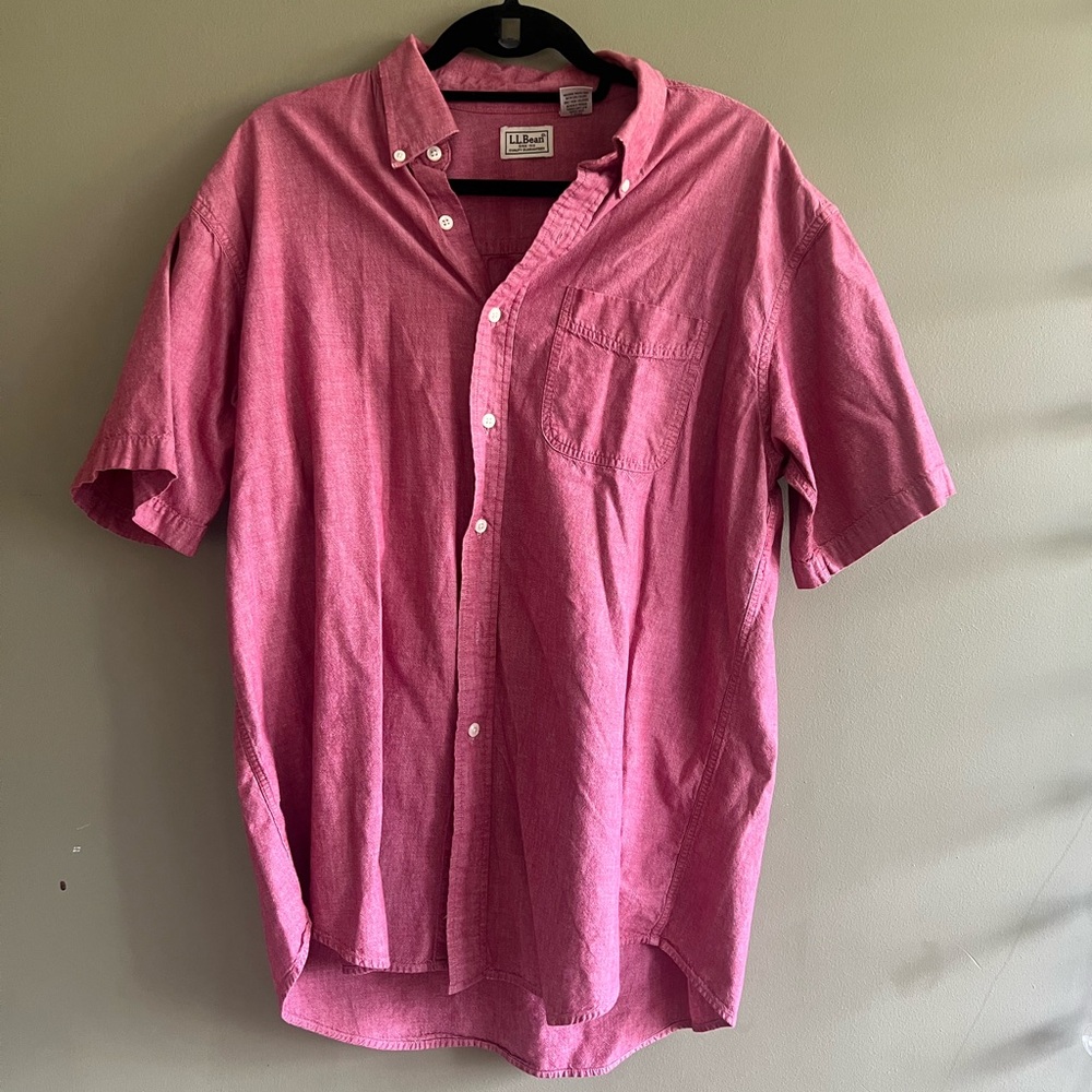 L.L. Bean Red Chambray Button-Down